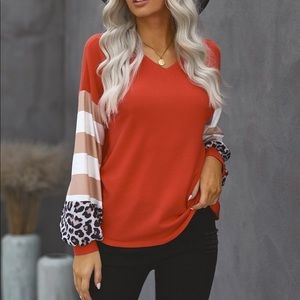 Leopard Contrast Top